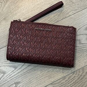 Michael Kors Dark Red Embossed Wristlet